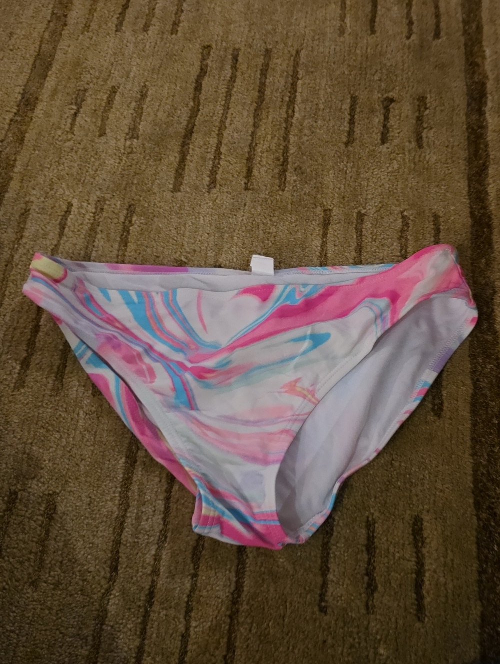 5/25 The Children's Place Pink, Blue & White Marble-Print Bikini Bottom Size 14
